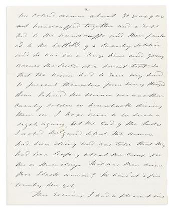 (ABOLITION.) Letter describing two refugee women being violently removed from a Washington Civil War camp.                                       